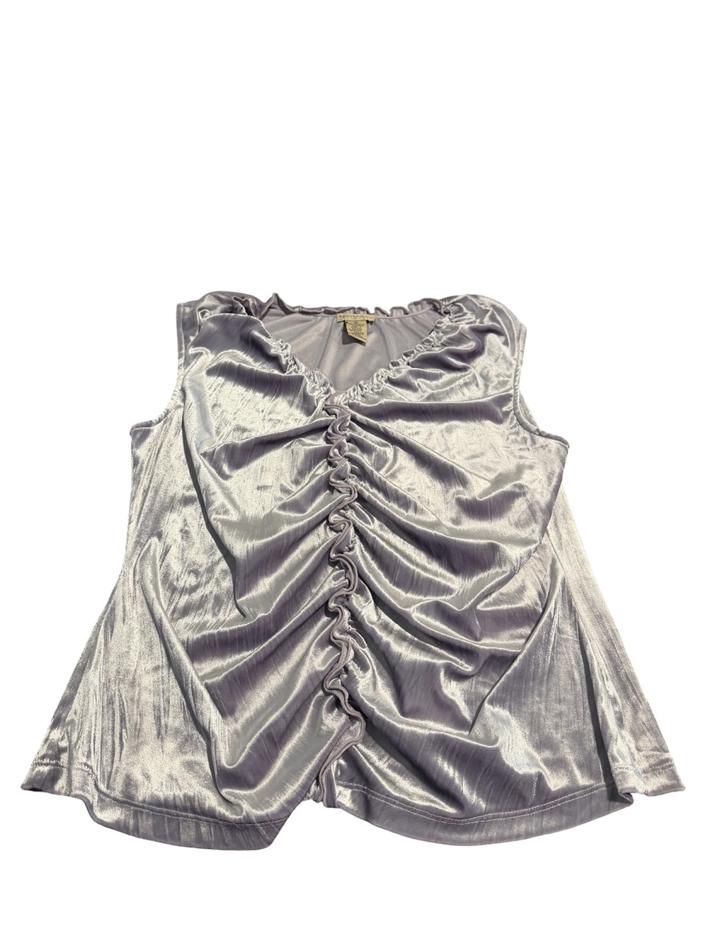 Vintage Apostrophe Silver-Lavender Ruched Velvet Camisole